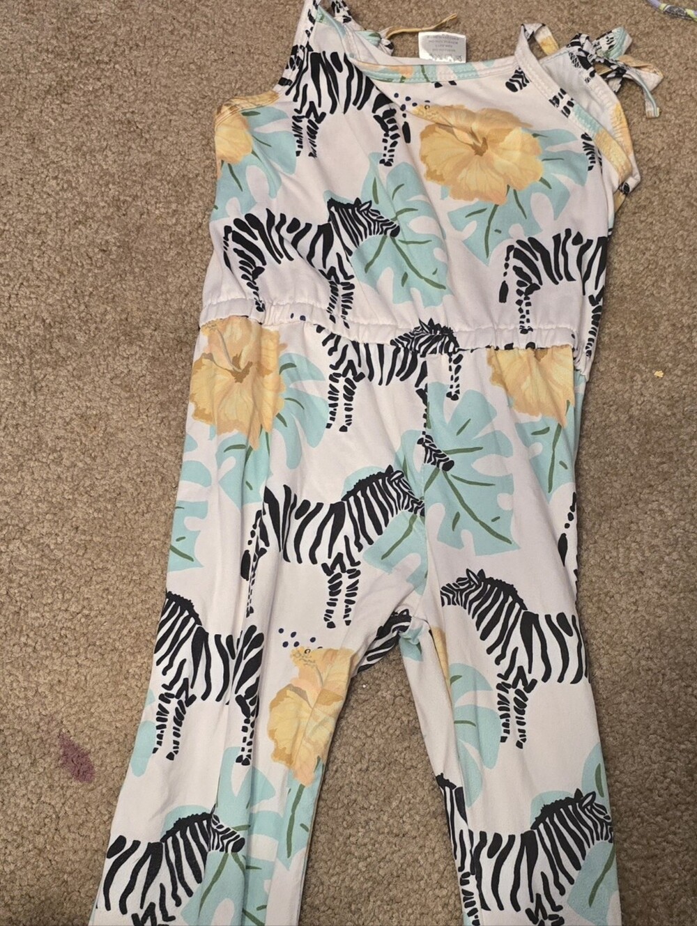 Zebra & Floral Print Jumper - White, Black, Mint & Yellow